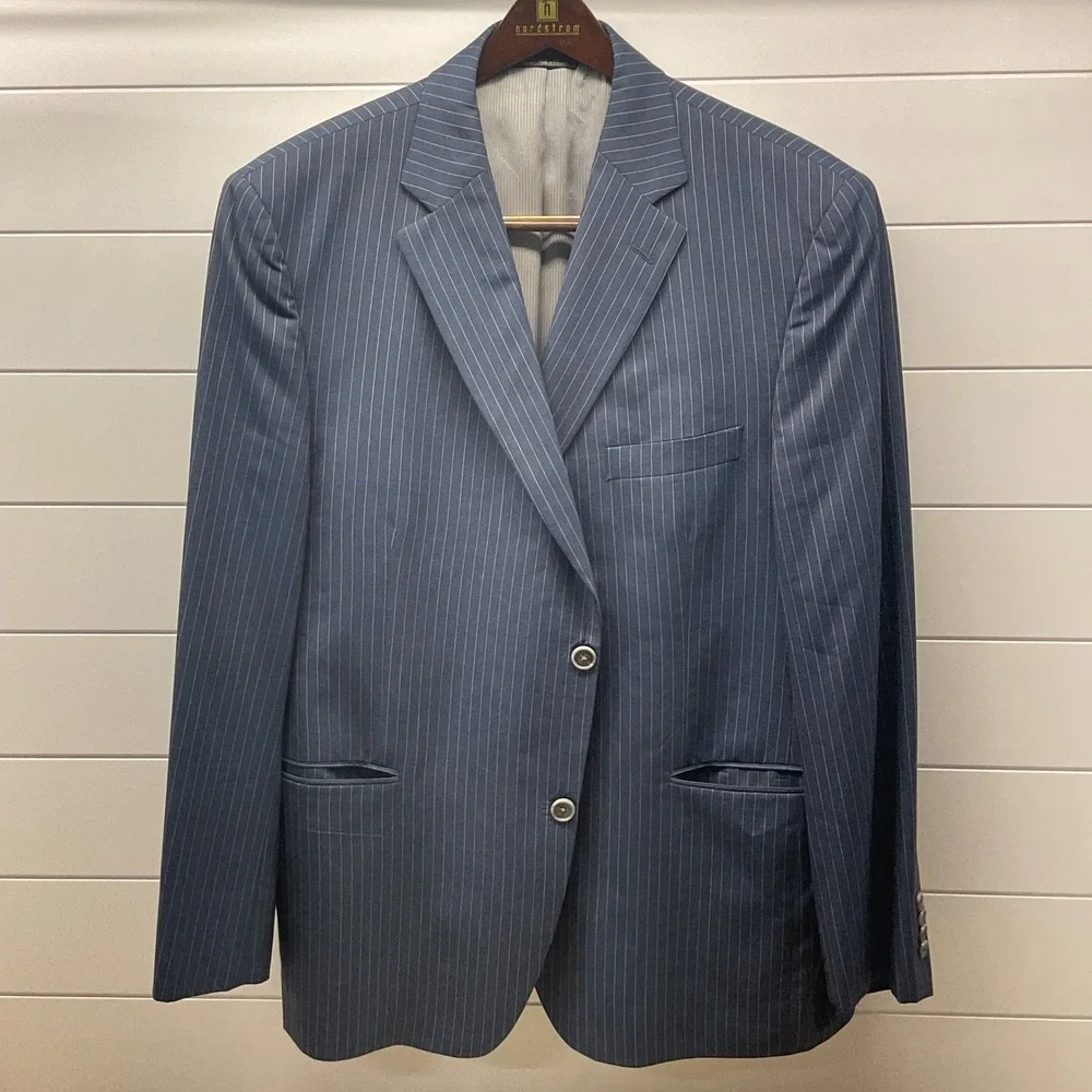 Jack Victor Collection Blue Pinstripe Super 120s Wool Blazer Sport Coat Canada